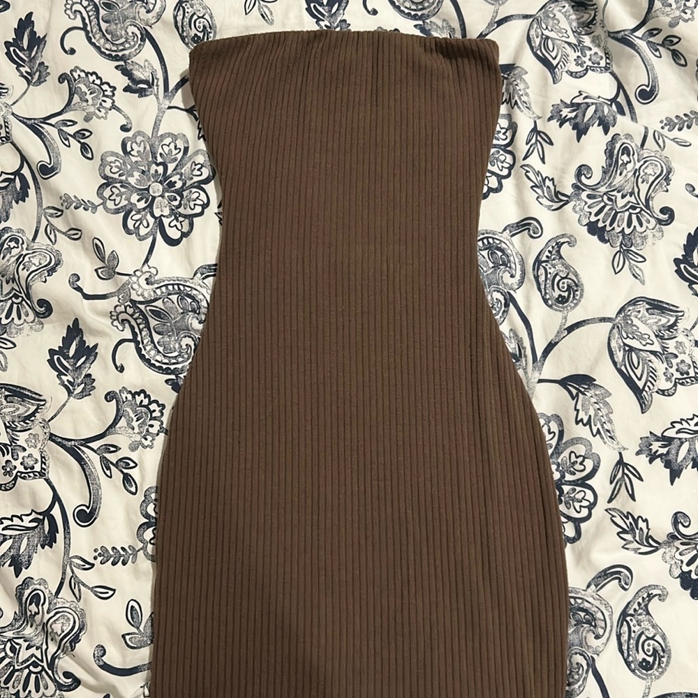 Brown Strapless Maxi Dress